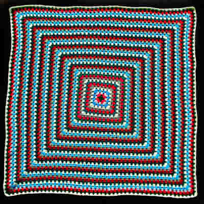  Lap Rug 3 (Crocheted Multi-coloured Commercial Wool)